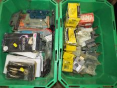 TWO BOXES OF ASSORTED UNUSED DOOR LOCKS AND DEAD LOCKS