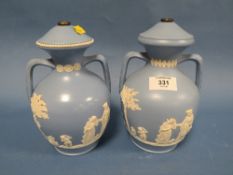 A PAIR OF DUDSONS JASPERWARE TABLE LAMP BASES
