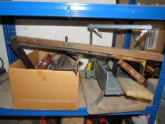 VARIOUS HAND SAWS, MITRE TOOL AND CARPENTERS TOOLS