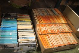 THREE TRAYS OF VINTAGE PAPERBACKS TO INCLUDE PENGUIN, PELICAN, PAN ETC (TRAYS NOT INCLUDED),br.