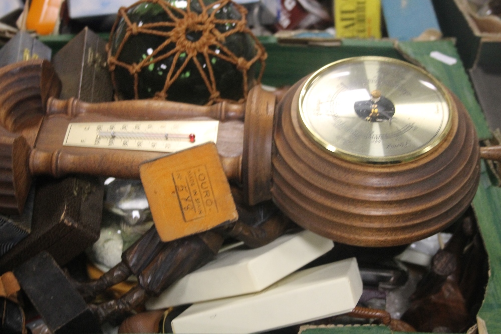 TWO TRAYS OF COLLECTABLE,S AND METALWARE TO INCLUDE MATCHBOXES, A BAROMETER ETC (TRAYS NOT - Image 2 of 3