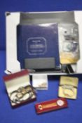 A BOX OF ASSORTED COSTUME JEWELLREY TO INCLUDE WRIST WATCHES ETC
