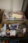TWO TRAYS OF ASSORTED SUNDRIES TO INCLUDE RIBBON, MAGNIFYING GLASSES ETC (TRAYS NOT INCLUDED),br.
