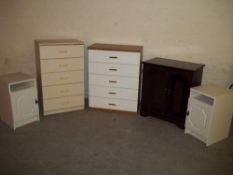 FOUR MODERN CHEST OF DRAWERS AND A STORAGE MEDIA TV CABINET (5 ITEMS INCLUDED)