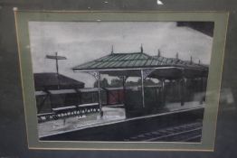 A GUY WORSDELL SIGNED GOUCHE AND PASTEL OF SKIPTON STATION, 58 X 42 CM