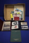 A BOX OF ASSORTED EPHEMERA TO INCLUDE POST CARDS ETC