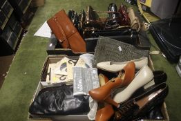 TWO TRAYS OF LADIES SHOES AND HANDBAGS (TRAYS NOT INCLUDED),br.
