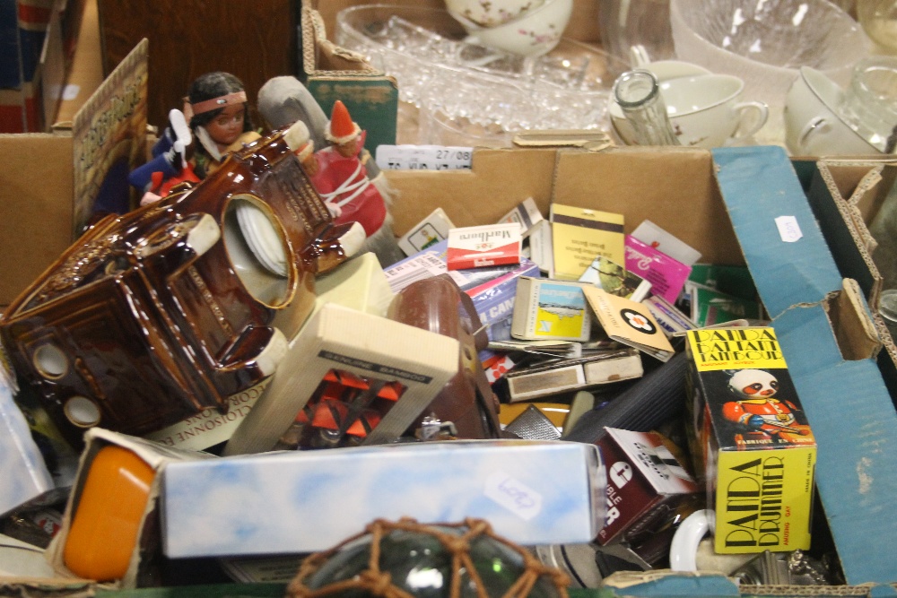 TWO TRAYS OF COLLECTABLE,S AND METALWARE TO INCLUDE MATCHBOXES, A BAROMETER ETC (TRAYS NOT - Image 3 of 3