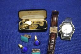 A COLLECTION OF CUFFLINKS AND WRIST WATCHES