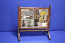 A MAHOGANY DRESSING TABLE MIRROR 48 CM X 43 CM
