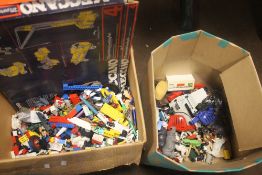 A SMALL COLLECTION OF LEGO, PLASTIC ANIMAL FIGURES ETC (TRAYS NOT INCLUDED),br.