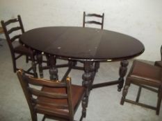 A MODERN DROP LEAF TABLE DINING SET WITH 4 CHAIRS