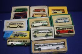 A COLLECTION OF 10 BOXED CORGI BUSES TO INCLUDE BEDFORDS