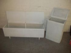 A LLOYD LOOM BLANKET CHEST AND LINEN BASKET