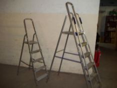 TWO ALUMINIUM STEP LADDERS