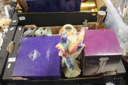 A TRAY OF ASSORTED CERAMICS AND GLASSWARE TO INCLUDE EDINBURGH CRYSTAL (TRAYS NOT INCLUDED),br.