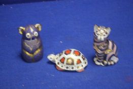 THREE ROYAL CROWN DERBY PAPERWEIGHTS,br.