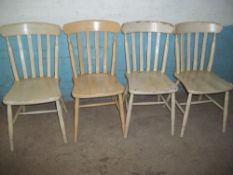 FOUR SOLID WOOD PAINTED KITCHEN DINING CHAIRS