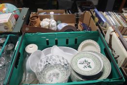 TWO TRAYS OF CERAMICS AND SUNDRIES TO INCLUDE ACTION MAN FIGURE, AYNSLEY CERAMICS ETC (TRAYS NOT