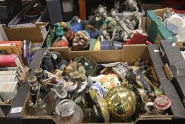 TWO TRAYS OF CERAMICS AND SUNDRIES TO INCLUDE GNOMES (TRAYS NOT INCLUDED),br.