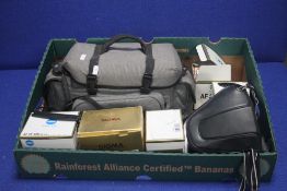 A TRAY OF ASSORTED CAMERAS (TRAY NOT INCLUDED)