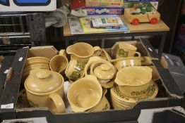A TRAY OF DENBY TEA AND DINNERWARE