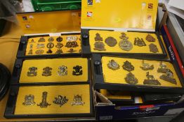 A TRAY OF MILITARY CAP BADGES