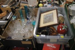 TWO TRAYS OF COLLECTABLES AND CERAMICS TO INCLUDE A SYLVAC TOMATOE (TRAY NOT INCLUDED)