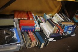 A LARGE QUANTITY OF BOOKS TO INCLUDE COFFEE TABLE TYPES (TRAY NOT INCLUDED)