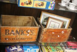 TWO VINTAGE WOODEN BEER CRATES
