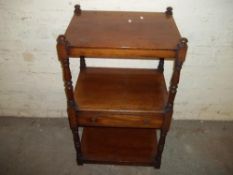 AN ANTIQUE SIDE SHELF WITH DRAWER