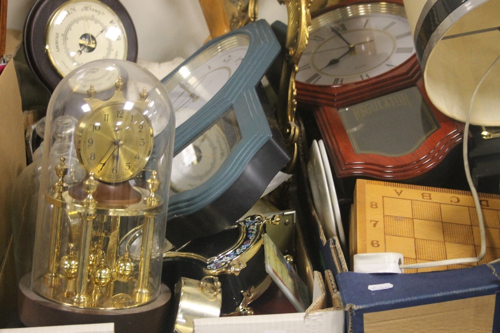 TWO TRAYS OF ASSORTED CLOCKS, A LAMP ETC (TRAYS NOT INCLUDED),br. - Image 2 of 2