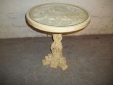 A CARVED RESIN ORIENTAL STYLE OCCASIONAL WINE TABLE