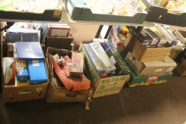 A LARGE QUANTITY OF EMPTY MODEL CAR BOXES TO INCLUDE CORGI, METTOY, ETC