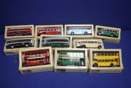 A COLLECTION OF 10 BOXED CORGI BUSES TO INCLUDE GUY ARAB