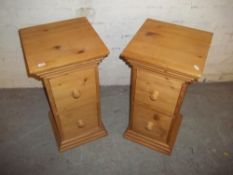 TWO NARROW SOLID PINE 2 DRAWER CHESTS SPEAKER STANDS