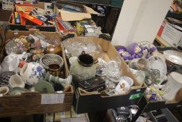 THREE TRAYS OF CERAMICS AND GLASSWARE TO INCLUDE WEGEWOOD JASPERWARE (TRAY NOT INCLUDED)