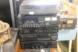 A QUANTITY OF HIFI SEPARATES AND A PAIR OF SPEAKERS