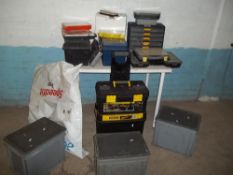 A LARGE SELECTION OF TOOL BOXES AND CONTENTS TO INCLUDE A STANLEY WORK STATION