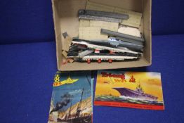 A BOX OF METAL SHIPS TO INCLUDE TRIANG