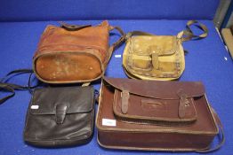 THREE VINTAGE SATCHELS AND A LADIES HANDBAG