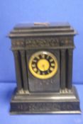 A VERY LARGE MARBLE MANTLE CLOCK 58 CM X 47 CM WITH KEY (HEAVY)