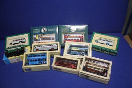 A COLLECTION OF 10 BOXED CORGI BUSES TO INCLUDE ROUTE NASTERS