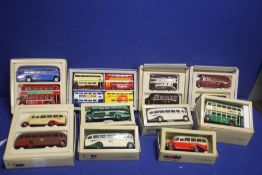 A COLLECTION OF 10 BOXED CORGI BUSES TO INCLUDE ROUTE MASTERS,br.