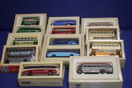 A COLLECTION OF 10 BOXED CORGI BUSES TO INCLUDE aec regal