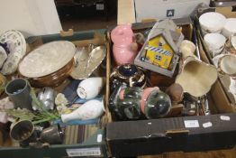TWO TRAYS OF COLLECTABLES TO INCLUDE A BAROMETER, TREEN ETC (TRAY NOT INCLUDED)