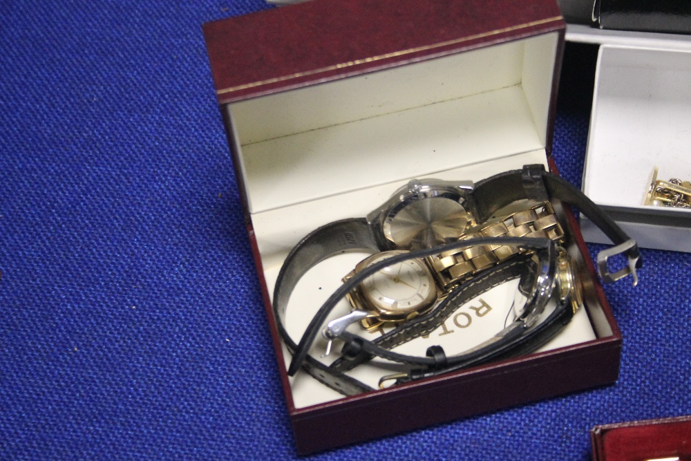 A BOX OF ASSORTED COSTUME JEWELLREY TO INCLUDE WRIST WATCHES ETC - Image 2 of 2