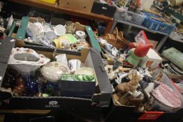 FOUR TRAYS OF ASSORTED CERAMICS TO INCLUDE A QUANTITY OF DOG ORNAMENTS (TRAYS NOT INCLUDED),br.