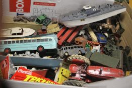 A BOX OF DIECAST VEHICLES TO INCLUDE DINKY, CORGI ETC