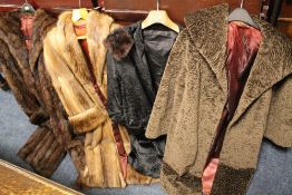 A COLLECTION OF FOUR LADIES VINTAGE FUR COATS